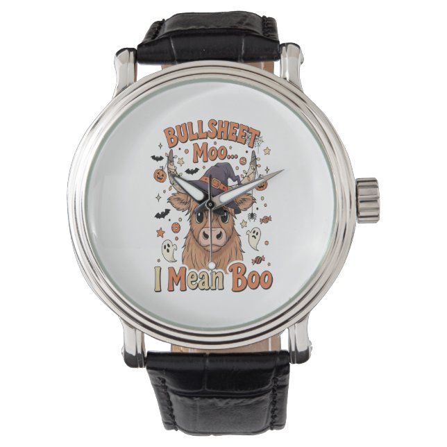 Funny Halloween Cow Bullsheet I-Elak Armbandsur (Framsida)