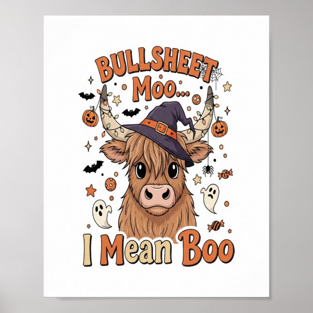 Funny Halloween Cow Bullsheet I-Elak Poster (Framsidan)