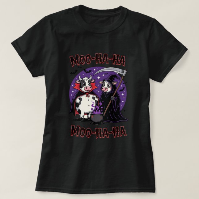 Funny Halloween Cow Vampire and Reaper Tee (Design framsida)