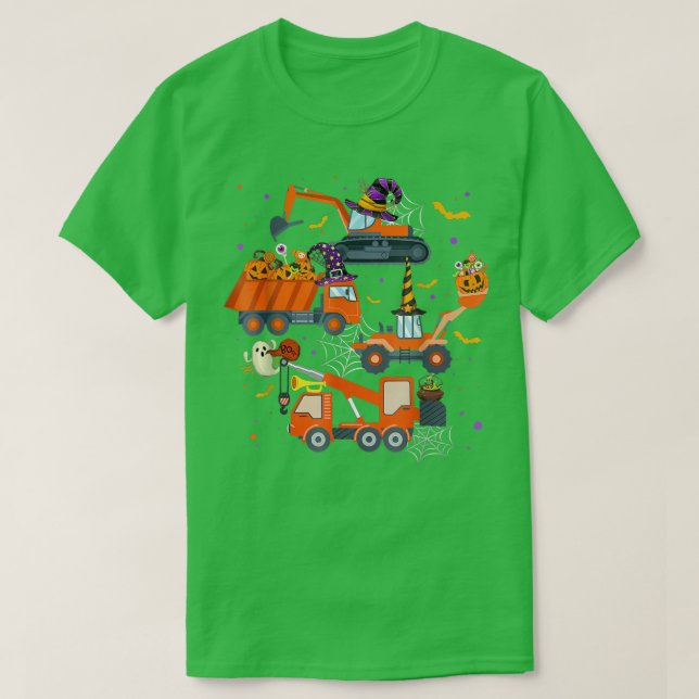Funny Halloween Crane Lastbil Construction Pumpkin T Shirt (Design framsida)