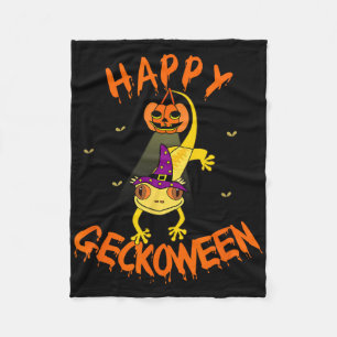 Funny Halloween Cute Crested Eyelash Gecko Pumpkin Fleecefilt