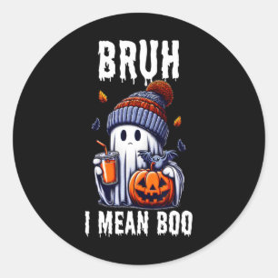Funny Halloween Cute Ghost Bruh I Elak Boo Jackola Runt Klistermärke