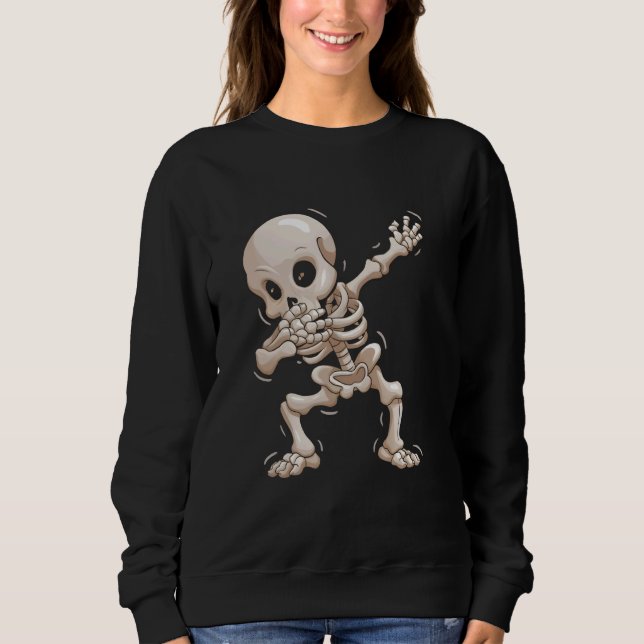 Funny Halloween Dabbing Skeleton Skull Dance C T Shirt (Framsida)