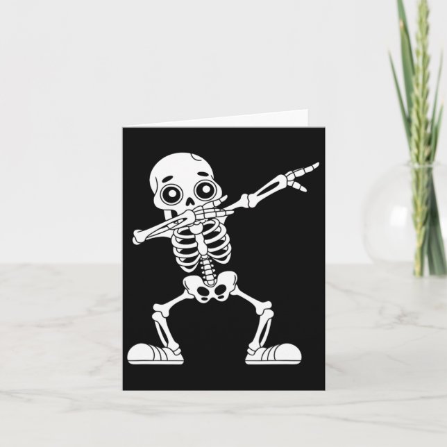 Funny Halloween Dabbing Skeleton Skull Manar Boys  Kort (Framsida)