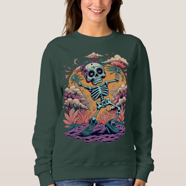 Funny Halloween Dancing Skeleton T Shirt (Framsida)