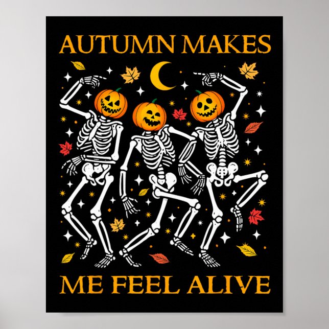 Funny Halloween Dancing Skeletons Pun Autumn Fall Poster (Framsidan)