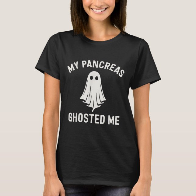 Funny Halloween Diabetes Awareness My Pancreas Gho T Shirt (Framsida)
