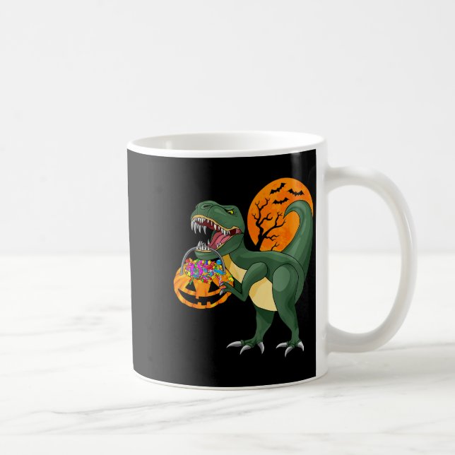 Funny Halloween Dinosaur Pumpkin Y T Rex Boys Kids Kaffemugg (Höger)