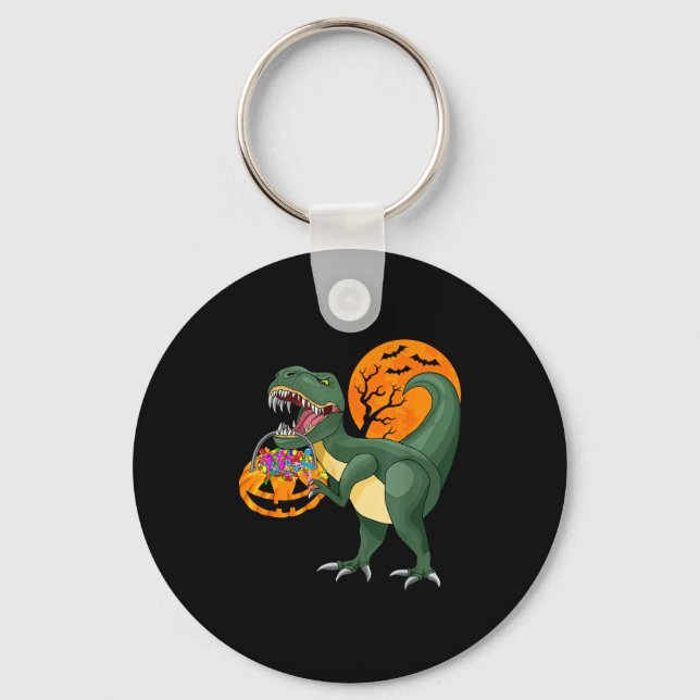 Funny Halloween Dinosaur Pumpkin Y T Rex Boys Kids Nyckelring (Framsida)