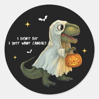 Funny Halloween Dinosaur Sticker Runt Klistermärke