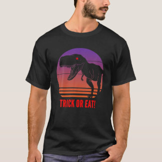 Funny Halloween Dinosaur T Rex Bus eller godis Eat T Shirt