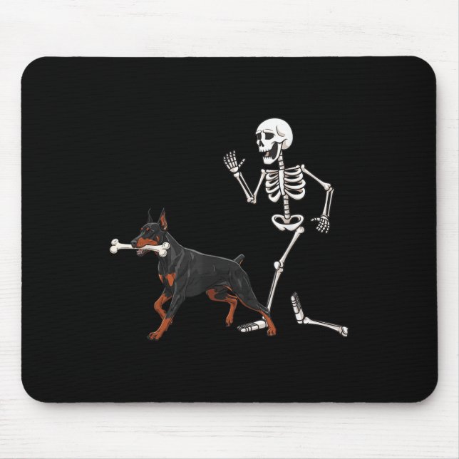 Funny Halloween Doberman Nscher och Skeleton Musmatta (Framsidan)