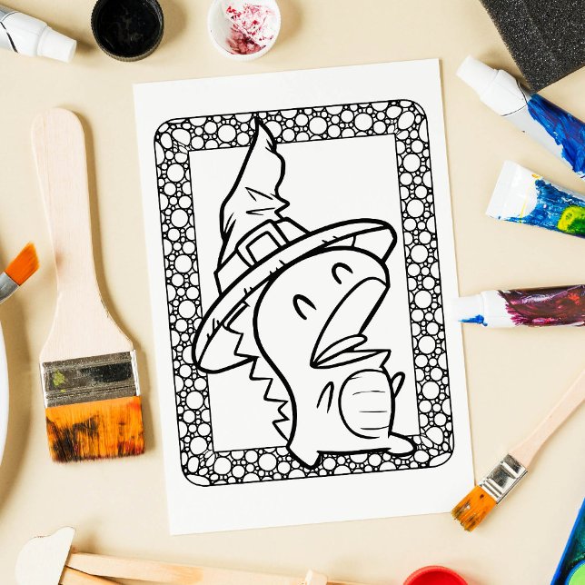 Funny Halloween Dragon Coloring Page Poster (Skapare uppladdad)