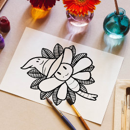 Funny Halloween Dragonfly Coloring Page Poster