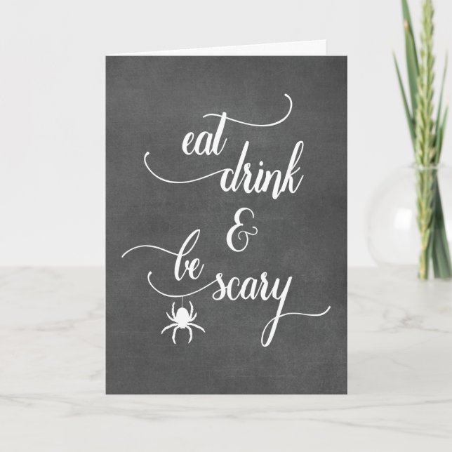 Funny Halloween-eat Drink och Var scary Typografi Kort (Framsida)