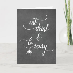 Funny Halloween-eat Drink och Var scary Typografi Kort