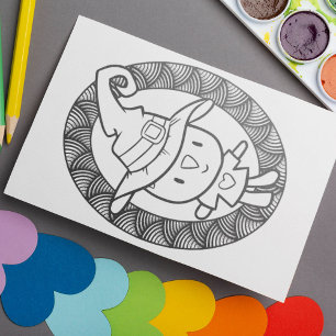 Funny Halloween-färgningssida för kattlucka Poster