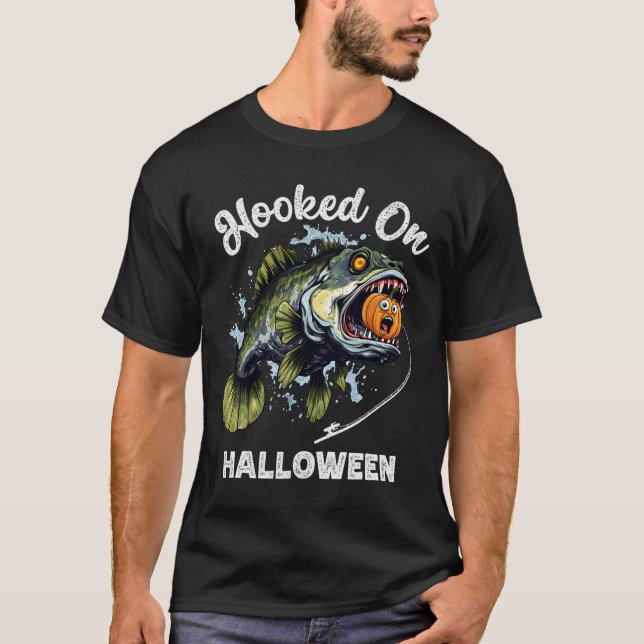 Funny Halloween Fishing Boys Mens Zombie B Fish Pu T Shirt (Framsida)