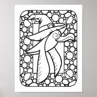 Funny Halloween-Fiskmås-färgsida Poster