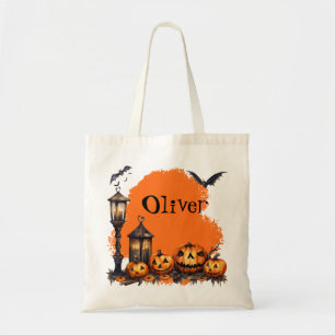Funny Halloween Fladdermus och Spooky Pumpkin Anpa Tygkasse