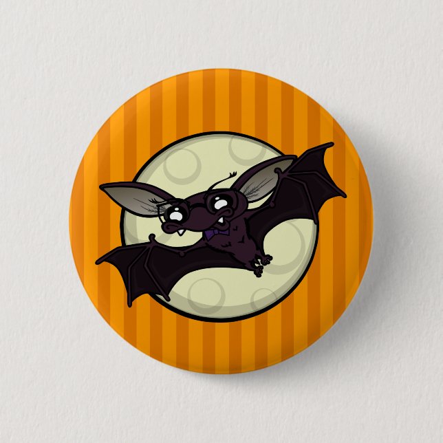 FUNNY HALLOWEEN FLADDERMUS ROUND BUTTON KNAPP (Framsida)