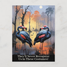 Funny Halloween Flamingos Wearing Vculture Costume