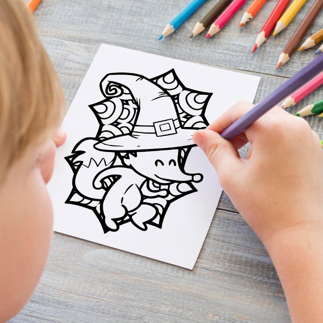 Funny Halloween Fox Dancing Coloring Page Poster (Skapare uppladdad)