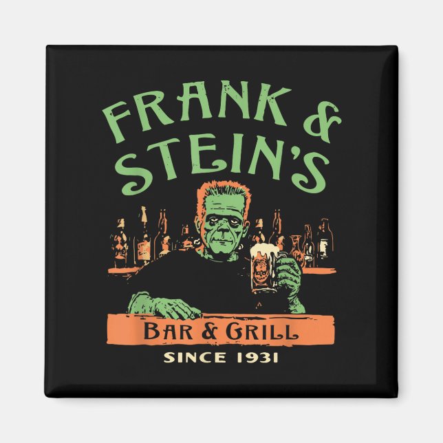 Funny Halloween Frank och Steins Pub Grill Magnet (Framsidan)