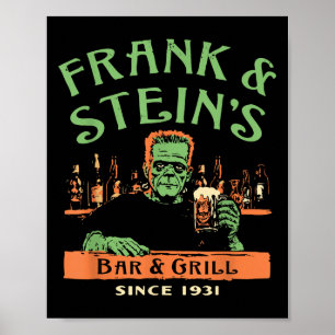 Funny Halloween Frank och Steins Pub Grill Poster