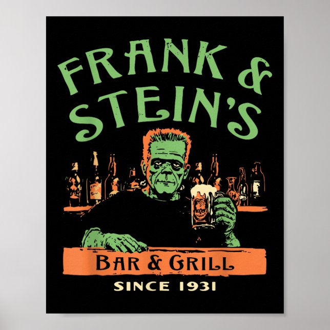 Funny Halloween Frank och Steins Pub Grill Poster (Framsidan)