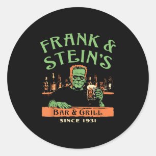 Funny Halloween Frank och Steins Pub Grill Runt Klistermärke