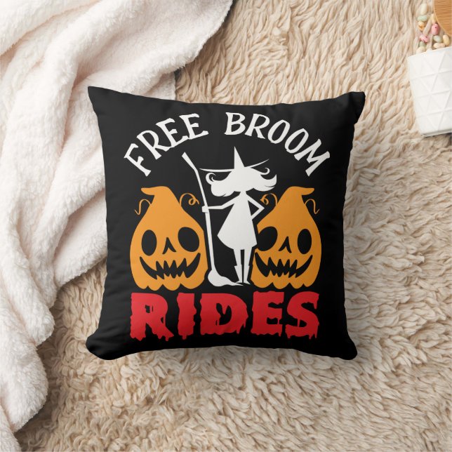 Funny Halloween Free Broom Rides Witch Pumpkins Kudde (Filt)