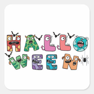 Funny Halloween Fyrkantigt Klistermärke