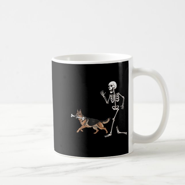 Funny Halloween German Shepherd och Skeleton Kaffemugg (Höger)
