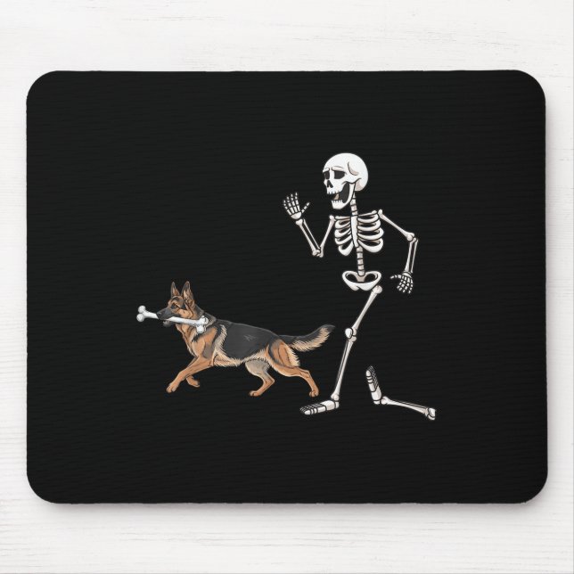 Funny Halloween German Shepherd och Skeleton Musmatta (Framsidan)