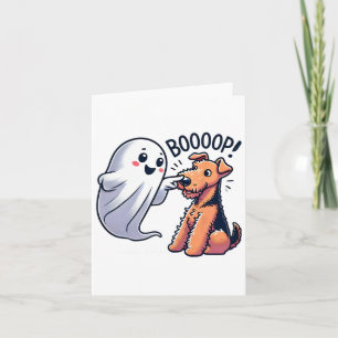 Funny Halloween Ghost Airedale Terrier Boop Lazy C Kort