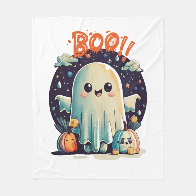 Funny Halloween Ghost Boo i Galaxy Fleecefilt (Framsidan)