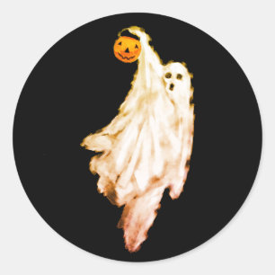Funny Halloween Ghost Bus eller godis Runt Klistermärke