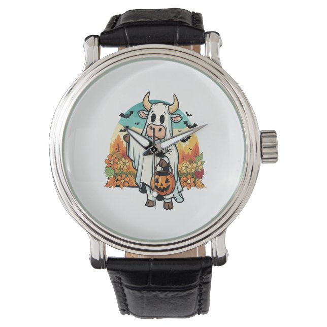 Funny Halloween Ghost Cow Armbandsur (Framsida)
