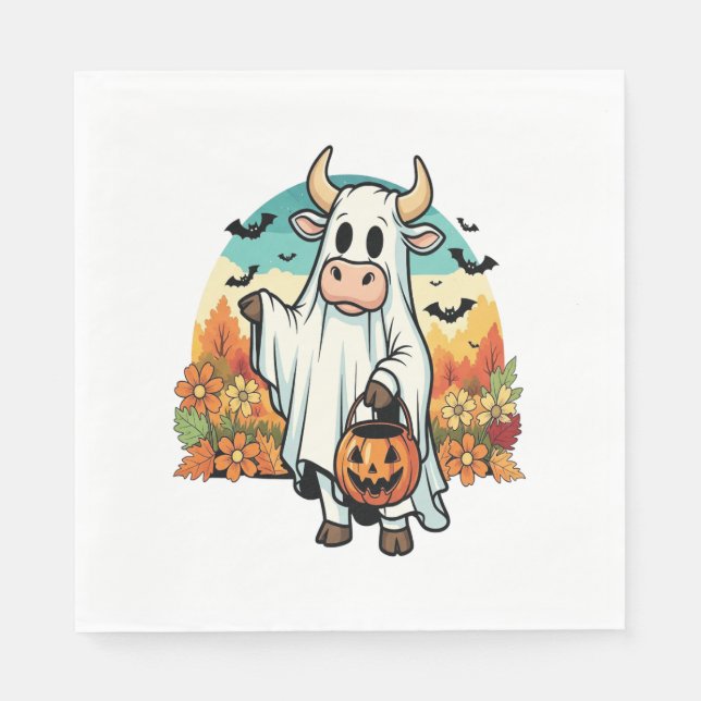 Funny Halloween Ghost Cow Pappersservett (Framsidan)