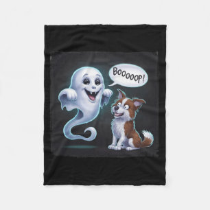 Funny Halloween Ghost Husky Hund Boop Fånig Puppy Fleecefilt