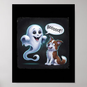 Funny Halloween Ghost Husky Hund Boop Fånig Puppy Poster