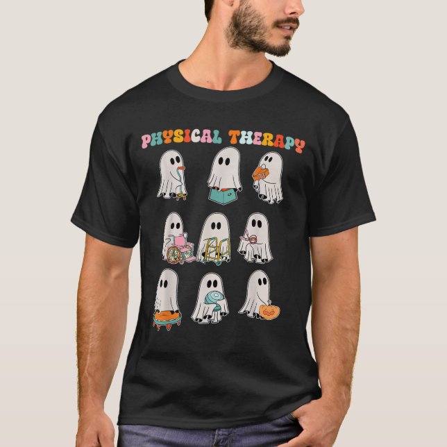 Funny Halloween Ghost Physical Therapy Pt Physical T Shirt (Framsida)