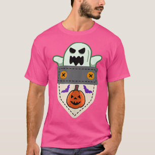 Funny Halloween Ghost Pocket Boo Spooky Fladdermös T Shirt