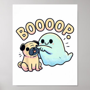 Funny Halloween Ghost Pug Boop Fånig Puppy Hund Hu Poster