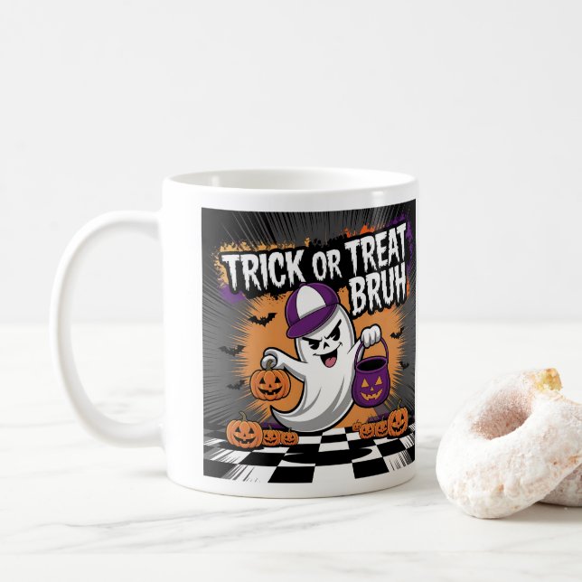 Funny Halloween Ghost & Pumpkins Kaffemugg (Med munk)