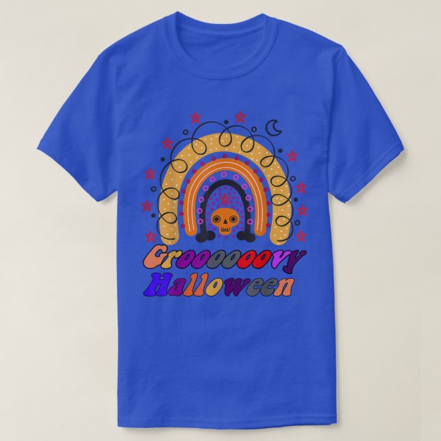 Funny Halloween Groovy Halloween Rainbow Graphic T Shirt (Design framsida)