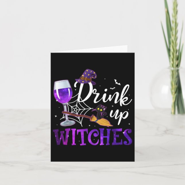 Funny Halloween Hat Drink Up Witches Funny Drink U Kort (Framsida)