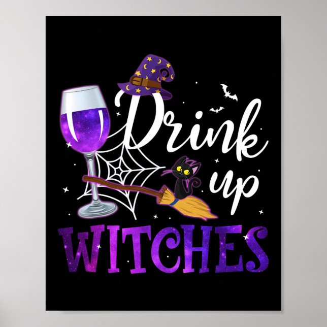 Funny Halloween Hat Drink Up Witches Funny Drink U Poster (Framsidan)