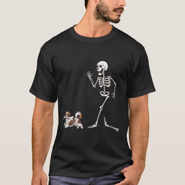 Funny Halloween Havanese och Skeleton T Shirt (Framsida)